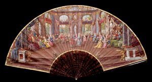 Plesová scéna na dvoře Ludvíka XIV (1638-1715) vějíř 18. století Paříž, Dekorativní umění od French School