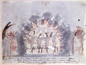 Baletní scéna, zobrazující Fúrie, konec 17. století (wc na papíře) od French School