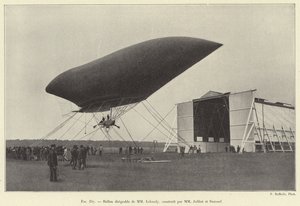 Říditelný balón MM Lebaudyho, postavený MM Julliot a Surcouf (rytina) od French School