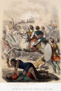 Invaze barbarů – Attilova porážka poblíž Chalons od French School