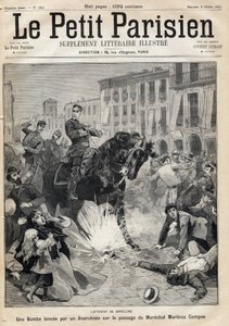 Bombardování v Barceloně: bomba vypuštěná anarchistou na průchodu Marechal Arsenio Martinez Campos Anton od French School