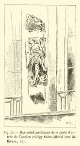 Basreliéf nad vstupními dveřmi bývalé koleje Saint-Michel, rue de Bievre, 12 od French School