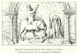 Basreliéf představující Pepina Krátkého dobyvatele Waifer (rytina) od French School