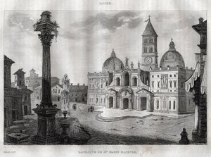 Basilica di Santa Maria Maggiore - Řím - Bazilika Santa Maria Maggiore (Bazilika Santa Maria Maggiore) Řím - rytina z “” Malebné Itálie “” - Historická a popisná malba Itálie “” od M. de Norvinse, Ch. Nodier 1834- 1836. od French School