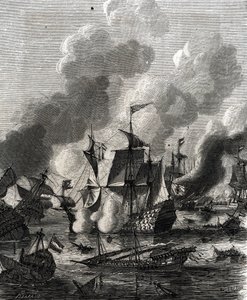 Bitva u Lagosu byla námořní bitva během devítileté války dne 27. června 1693 (rytina) od French School