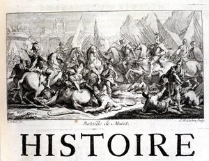 Bitva u Muretu dne 12. září 1213 – v „Obecné historii Languedocu“ od Josepha Vaissetea, Paříž od French School