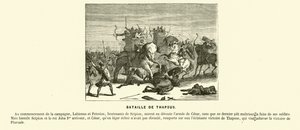 Bitva u Thapsu, severní Afrika, Caesarova občanská válka, 46 př.nl (rytina) od French School