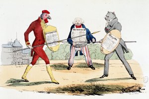 Bitva singulární (souboj mezi novinami “” La Gazette”, “” Le Moniteur” a “” Daily”) - v “” La Silhouette””” od French School