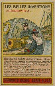 Krásná karta vynálezů, telegrafie od French School