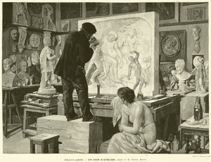 Výtvarné umění, dílenský koutek, malba M Edouard Dantan (rytina) od French School