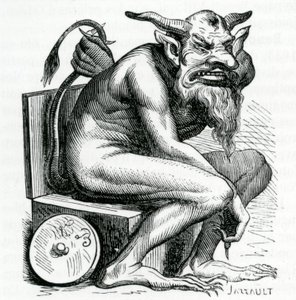 Belphegor, ilustrace z Dictionnaire Infernal od Jacquese Albina Simon Collin de Plancy, 1863 od French School