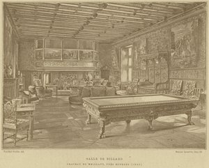 Kulečníková místnost, Chateau de Meillant, poblíž Bourges, Francie od French School