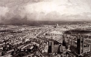 Birds Eye View of London, c.1840-55 od French School