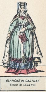 Blanche de Castille, manželka Ludvíka VIII. (barevná rytina) od French School