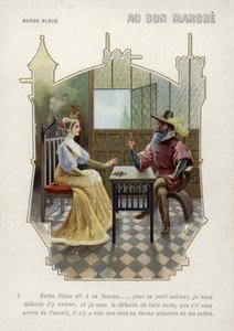 Modrovous zakazuje své ženě vstoupit do jeho pokoje (chromolitho) od French School