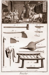 Boucher – Řeznictví – Řeznictví – „“ Velká encyklopedie nebo Dictionnaire Raisonne des Sciences, des Arts et des Metiers“ (Encyklopedie nebo Slovník věd, umění a povolání) od Denise Diderota (1713-1784) a Jean d