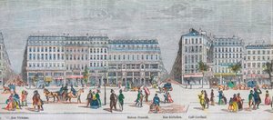Boulevard Montmartre na jižní straně a Boulevard des Italiens na jižní straně - Rue Vivienne - Maison Frascati - Rue Richelieu - Cafe Cardinal - Rytina v „Tableau-de-Paris“ od Edmonda Texiera 1852 od French School