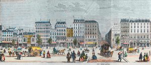 Boulevard Saint-Denis jižní strana - Rue Saint Martin - Rytina v „Tableau-de-Paris“ od Edmonda Texiera 1852 od French School