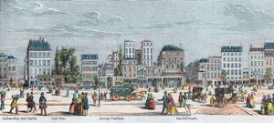 Boulevard du Temple jižní strana - Rue Charlot - Cafe Turk - Passage Vendome - Rue du Temple - Rytina v „Tableau-de-Paris“ od Edmonda Texiera 1852 od French School