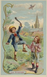 Chlapec zabíjí ptáka prakem od French School