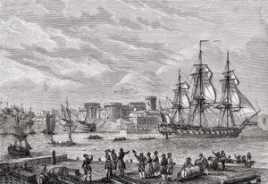 Brest v roce 1791, vyryl Le Breton, z „Histoire de la Revolution Francaise“ od Louise Blanca (1811-82) od French School