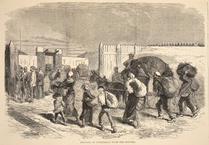 Přinášení zeleniny z předměstí, ilustrace z Cassells Historie války mezi Francií a Německem, 1870-1871 od French School