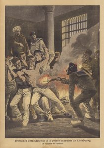 Šikana mezi vězni v námořní věznici Cherbourg (barva lito) od French School