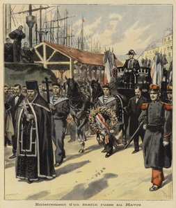 Pohřeb ruského námořníka v Le Havre, Francie, 1897