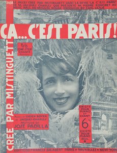 Ca...Cest Paris, obálka Score of Song od Mistinguett, vydané nakladatelstvím Editions Salabert v Paříži, 1926 od French School