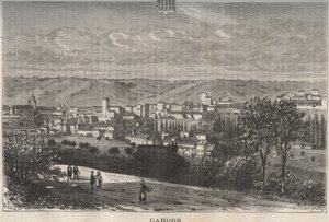 Cahors - Lot - Midi-Pyrenees - rytina v „La France illustrée: geografie, historie, statistická správa“ od V.A. Malt-Brown. 1884 od French School