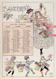Kalendář na podzim 1886, cca 1885 od French School