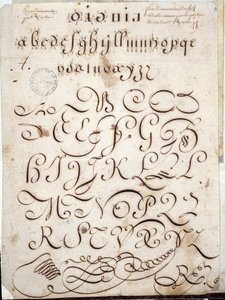 Kaligrafie: Rukopisný kus kola na veline zdobený arabeskami kolem roku 1813 od Sebastiena Roylleta. Historická knihovna města Paříže od French School