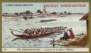 Kanoistický závod v Mytho, Cochinchina (chromolitho) od French School