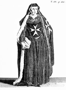 Kanonie Řádu svatého Jana Jeruzalémského během rhodského období, ilustrace z „Histoire et Costumes des Ordres Monastiques“ od Pierra Helyota (1660-1716) od French School
