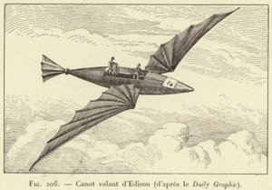 Edisonova létající kánoe (z Daily Graphic) (rytina) od French School