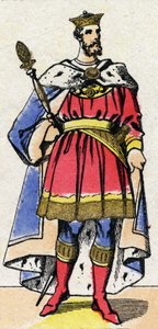 Kapetovská dynastie: Portrét Filipa I. Francouzského (1052-1108), krále Franků v letech 1060 až 1108. Epinal zobrazení z konce 19. století. Soukromá sbírka. od French School