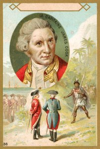 Kapitán James Cook , anglický průzkumník (chromolitho) od French School