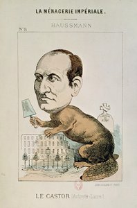 Karikatura barona Georgese Eugena Haussmanna (1809-91) jako bobra, z 