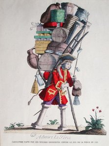 Karikatura Henri Jacques Nompar de Caumont (1675-1726), 5. vévoda de la Force, vytvořená 