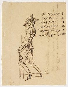 Karikatura mladého vojáka, 1809 (pero a hnědý inkoust na papíře) od French School