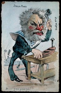 Karikatura ministra námořnictva Camille Pelletana (1846-1915) ze série 