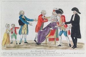 Karikatura znárodnění církevního majetku ve Francii během francouzské revoluce, 1792