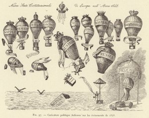 Italská politická karikatura o událostech roku 1848 (rytina) od French School