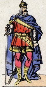 Karolinská dynastie: Portrét Euda nebo Odona (v. 860-898) Král Franků v letech 888 až 898. Epinal zobrazení z konce 19. století. Soukromá sbírka. od French School