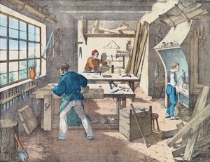 Tesařská dílna, c.1860 od French School