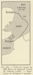 Mapa plavby MM Herve a Allouard na palubě National (1886), Zkušenosti deviátora a maxima (rytina) od French School