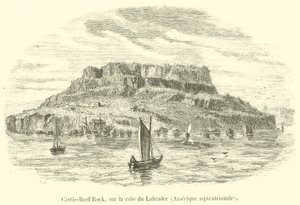 Castle-Reef Rock, na pobřeží Labradoru, Severní Amerika (rytina) od French School