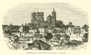 Katedrála a město Laon od French School