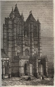 Cathedrale Notre-Dame de Noyon v Oise, Pikardie - rytina v „Histoire de France““ od Victora Duruye (1811-1894) - 1882 od French School