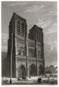 Katedrála Notre Dame de Paris. (rytina, asi 1850) od French School